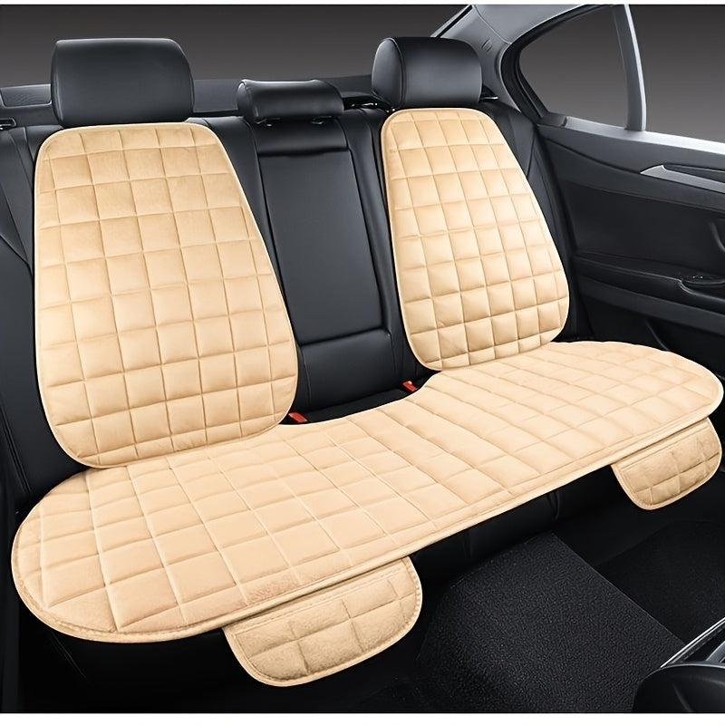 Velvet plush car seat covers with breathable protective pads for universal car interior.