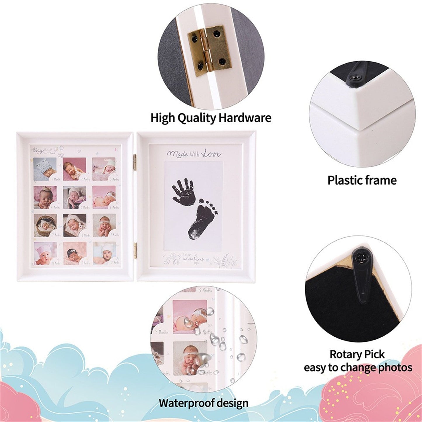 Commemorate 100 Days with our Anniversary Photo Frame - Preserve Your Baby's Prints and Capture Special Holiday Memories like Halloween, Thanksgiving, and Christmas