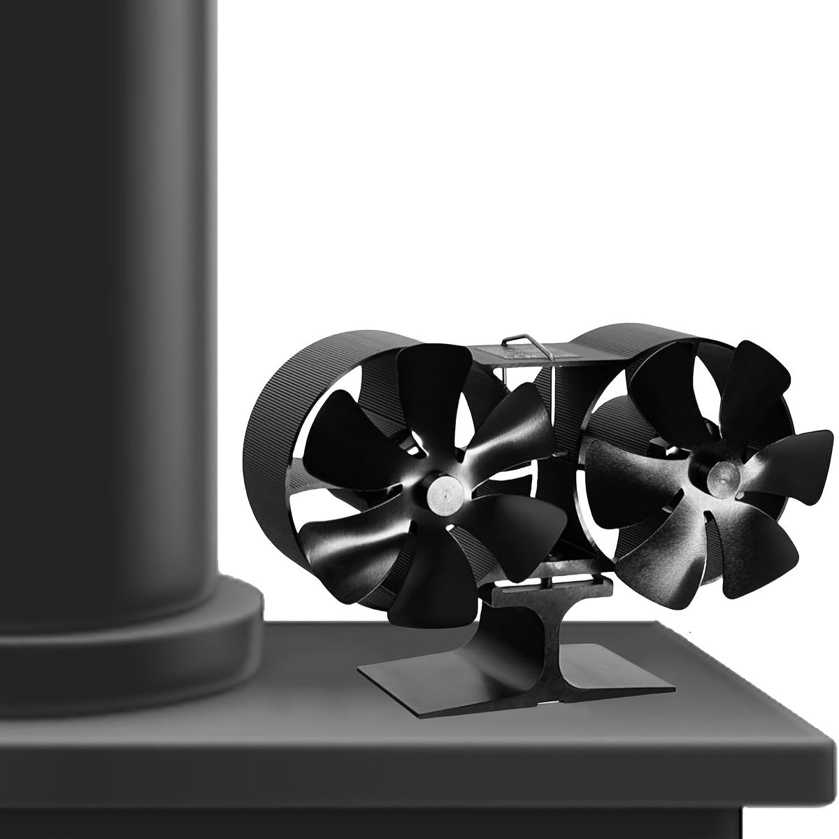 Polished Aluminum Wood Stove Fan with 12 Blades for High-Speed Air Circulation, No Electricity Required - Compatible with Wood, Gas, Pellet, and Log Fireplaces, Comes with Multiple Components