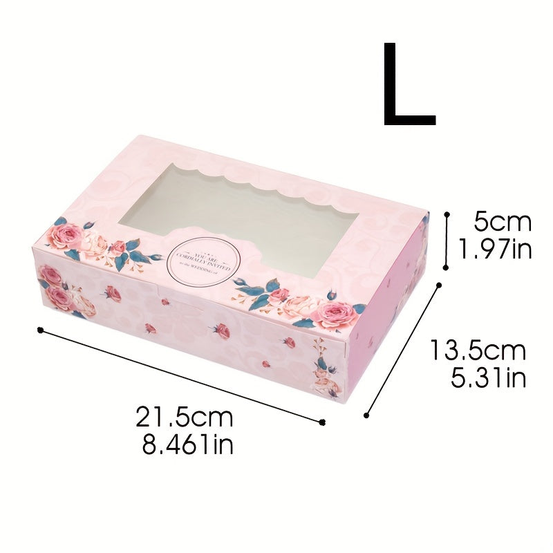 5 Pink Rose Gift Boxes with Stickers - Ideal for Birthdays, Weddings & Candy