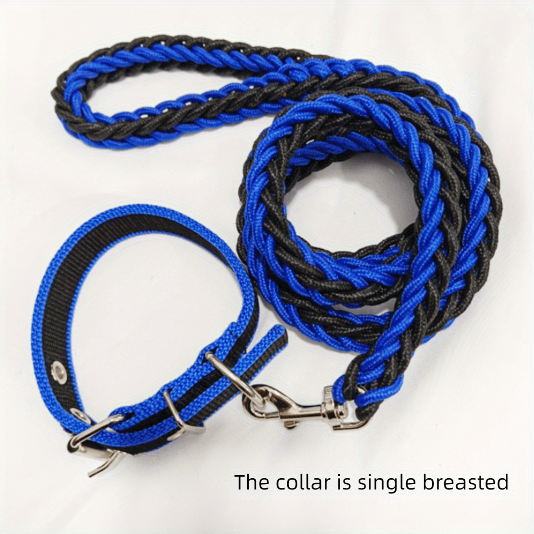 Heavy duty dog collar and leash set with braided training leash.