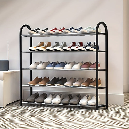 4-Tier Black Shoe Rack with Ample Space - Simple Assembly, Ideal Storage Solution for Dorms, Schools & Homes, Made from Strong Polypropylene, Shoe Organizer with Large Capacity