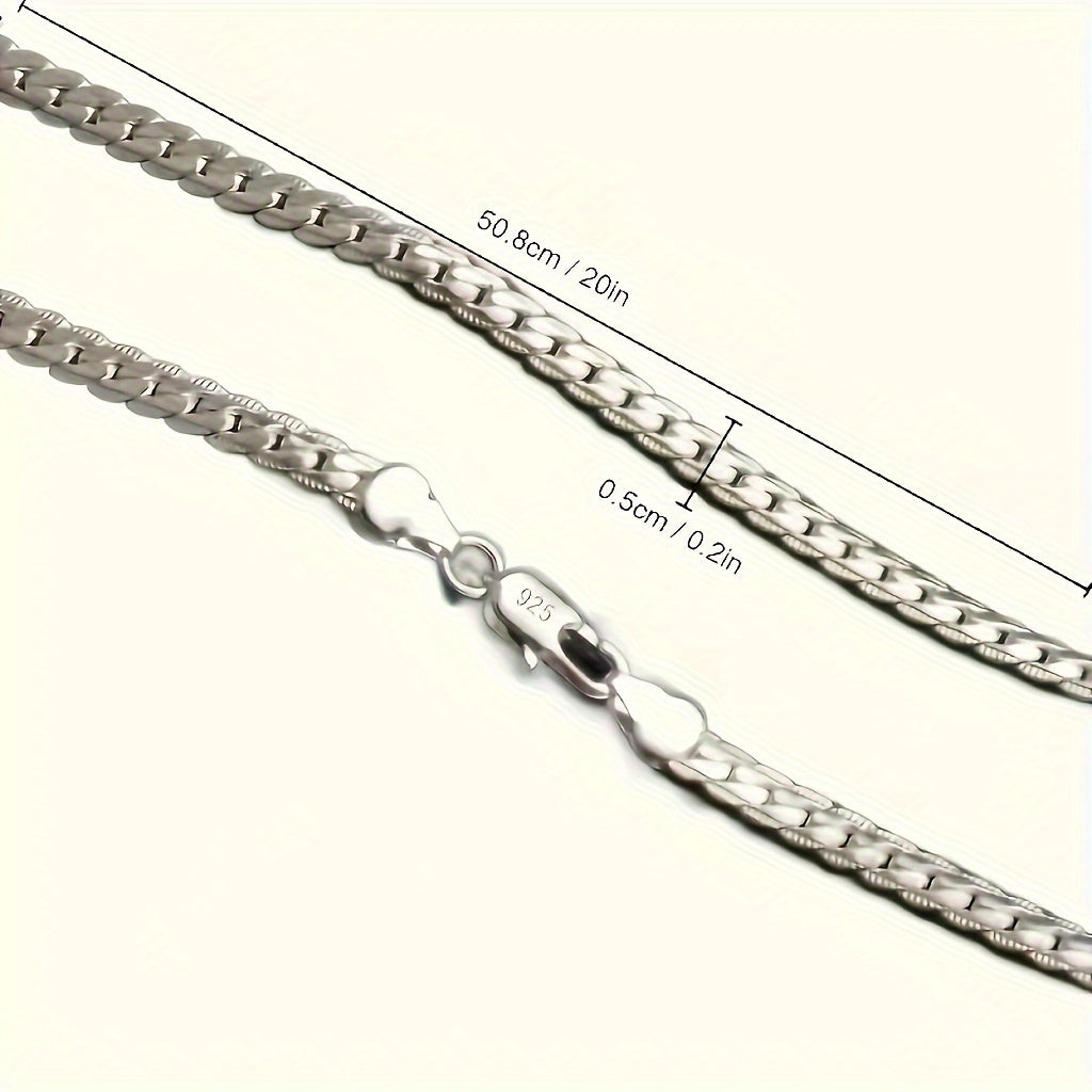 Sterling silver luxury necklace chain, 50cm/20in, for women and men. Perfect for weddings, engagements, and fashion.