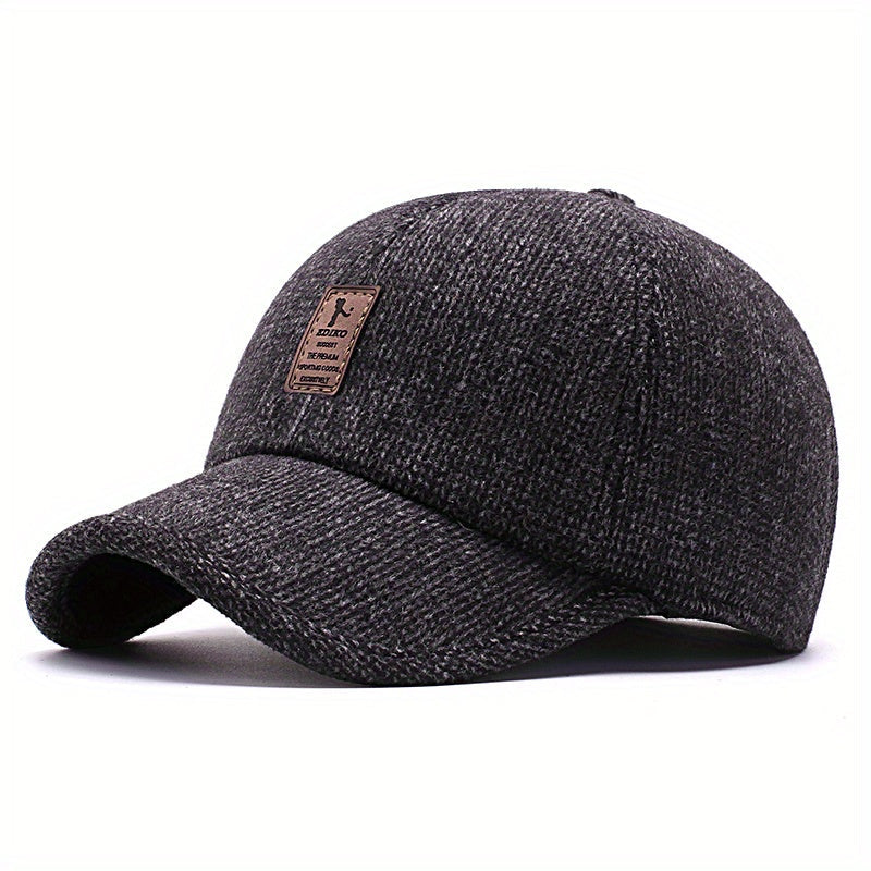 [Top Pick] Stay Cozy with Men's Warm Fleece Baseball Cap - Perfect for Winter and Autumn, Stylish Sports Hat with Ear Protection, Made of Soft Polyester Material, Baseball Cap for the Modern Man