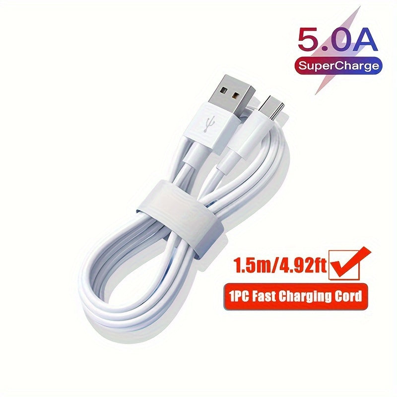 1pc/3pcs/5pcs 5A USB-C Fast Charging & Data Cable for various phone brands - Durable cord with power bank compatibility, 66W Max.