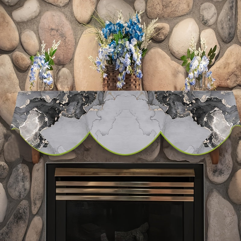 The Geometric Pattern Fireplace Mantle Scarf is a versatile decorative piece that can be used as a cape, flag, or table runner for the winter holidays. Made of polyester, this scarf does not require any power and is perfect for adding a festive touch to