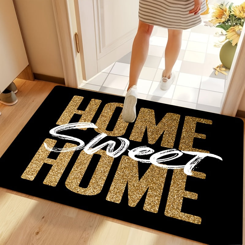 Welcome guests to your home in style with the Home Sweet Home Doormat. This non-slip, machine washable rug is lightweight and features a low pile, making it perfect for entryways, kitchens, living rooms, bathrooms, and bedrooms. Made of durable