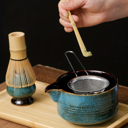 Full Matcha Tea Ceremony Set with Bamboo Whisk, Scoop & Stand - Comes with Authentic Japanese Matcha Bowl for Home or Restaurant Use, Brush, Baking, 3pcs/4pcs