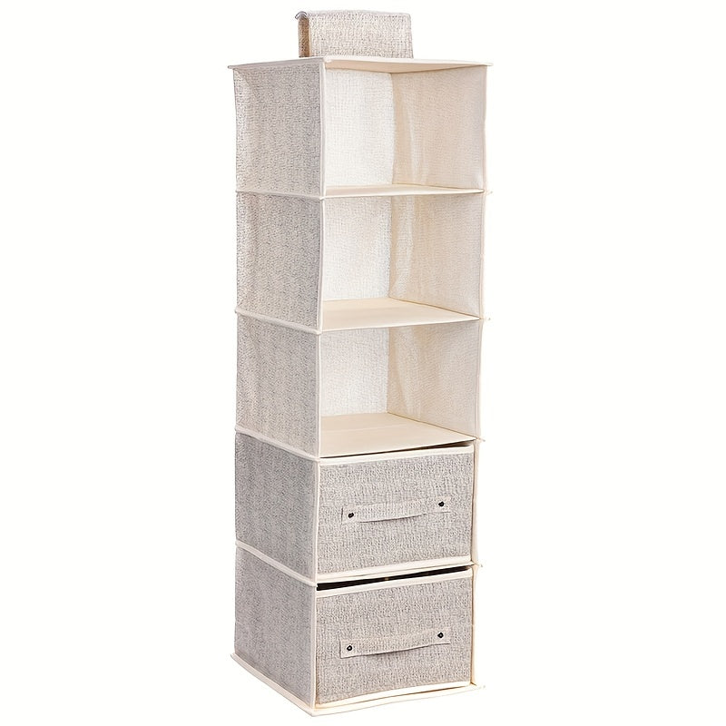 Multi-Layer Hanging Closet Organizer with Removable Drawers - Save Space and Stay Organized! Great for Sweaters, Jeans, Shirts | Perfect for Dorms & RVs.