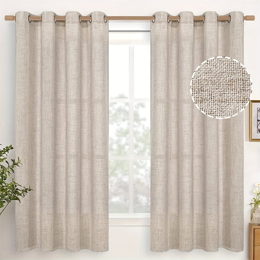 Enhance your space with these 2-panel thick faux linen curtains, combining simplicity and elegance. Perfect for adding privacy and filtering light in your living room or bedroom, these farmhouse curtains are versatile enough for all seasons. Embrace a