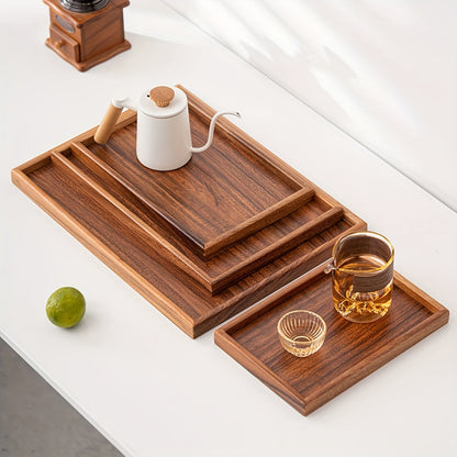 Rectangular walnut tray suitable for various uses such as breakfast, desserts, bread, snacks, sushi, afternoon tea, and as a table decoration for home, hotel, or restaurant kitchens.