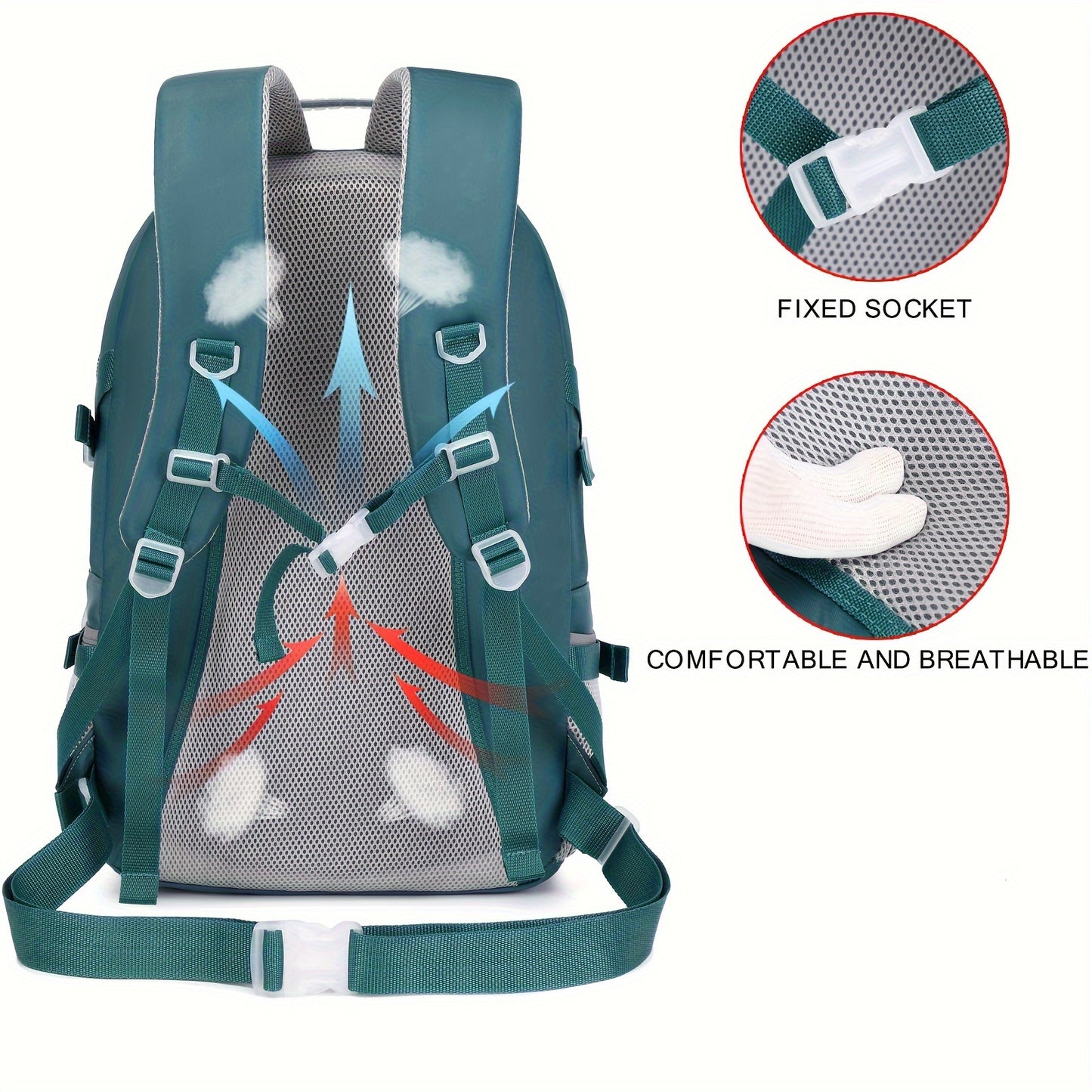 Large capacity outdoor travel backpack with 17-inch laptop compartment, suitable for men and women for sports camping.