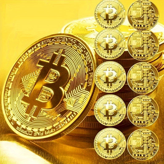 4pcs/2pcs, Artificial Bitcoin Coin Decoration, Gift - Commemorative Replica Medal".