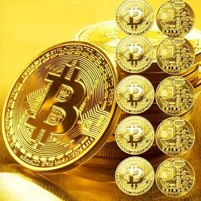 4pcs/2pcs, Artificial Bitcoin Coin Decoration, Gift - Commemorative Replica Medal".