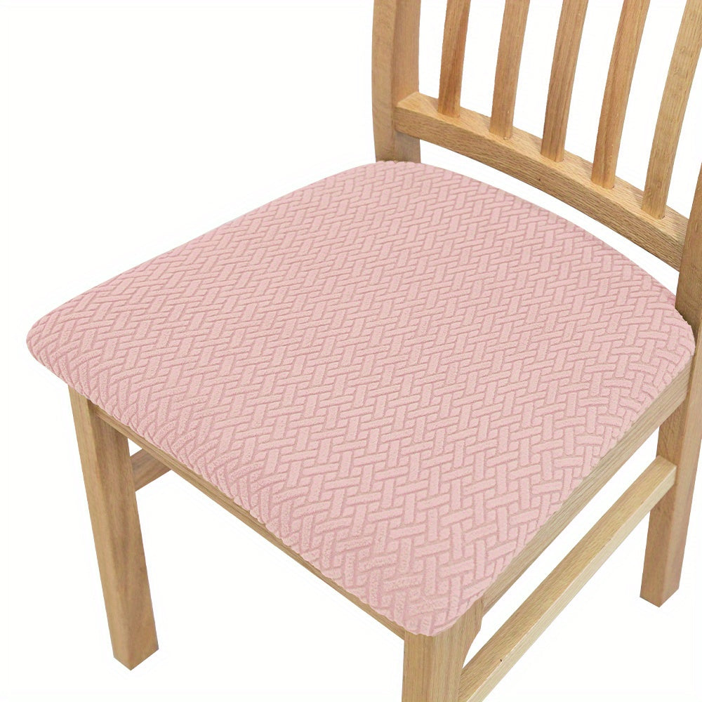 Knitted twill chair seat covers for dining chairs, perfect for weddings or home decor.