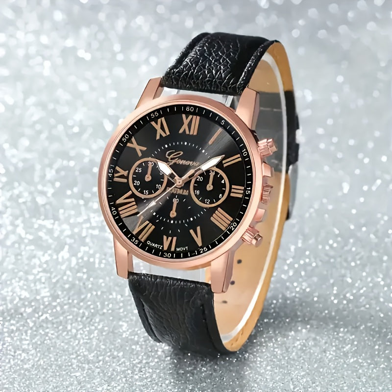 Fashion Quartz Watch Set with 10pcs, Zinc Alloy Case, PUPU Leather Strap in varied colors, button battery included & no additional battery required.