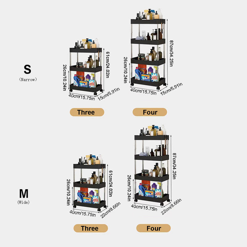 Rolling Storage Cart with Wheels, Perfect for Kitchen and Bathroom Organization - Space-Saving Multi-Tier Organizer, Easy Access Storage Rack, No Assembly Needed, Slim Design for Tight Spaces.