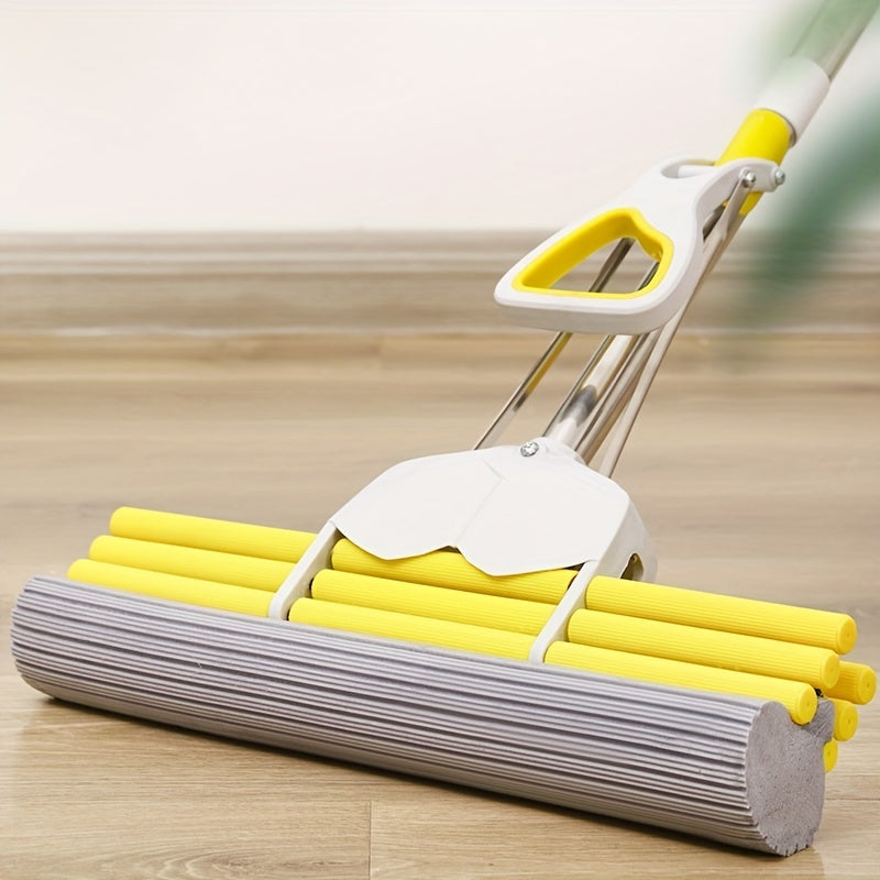 One stainless steel handle sponge roller mop for floor cleaning, measuring 38.0cm. This durable mop absorbs water efficiently and is perfect for home cleaning. Get your hands on this essential cleaning supplies today.