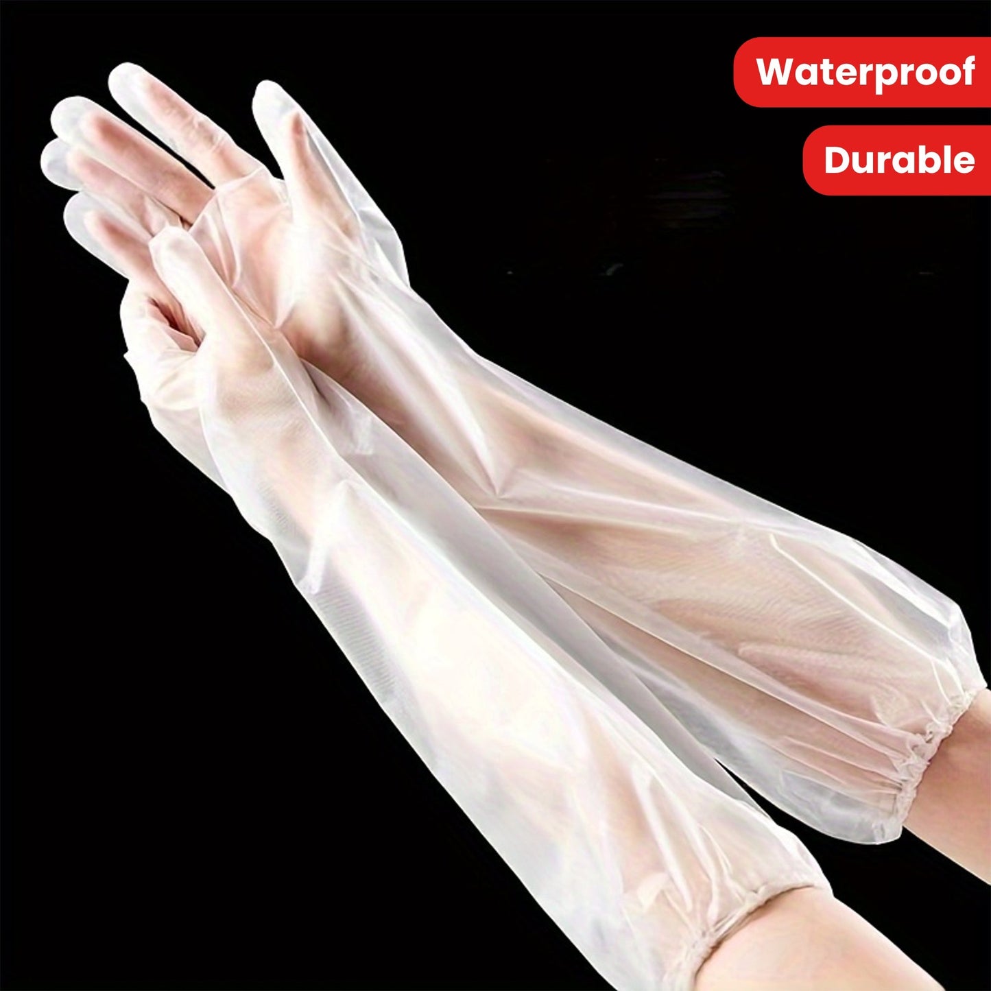 [Customer Favorite] Pack of 10 Long Arm Disposable Gloves - Waterproof and Oilproof, Ideal for Kitchen, Dishwashing, and Household Cleaning Tasks