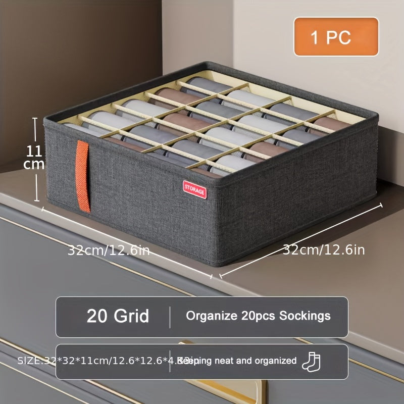 Grids Underwear Storage Box, Household Wardrobe Closet Organizer, made for organizing pants, socks and other items, also functions as a Packing Cube.