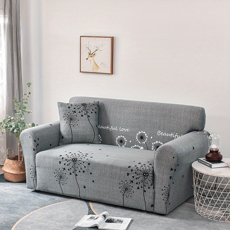 1 piece Anti-Slip Sofa Slipcover with Dandelion Design - Protects furniture and adds style to bedroom, office, and living room- Includes Pillow Cover (17.71in x 17.71in)