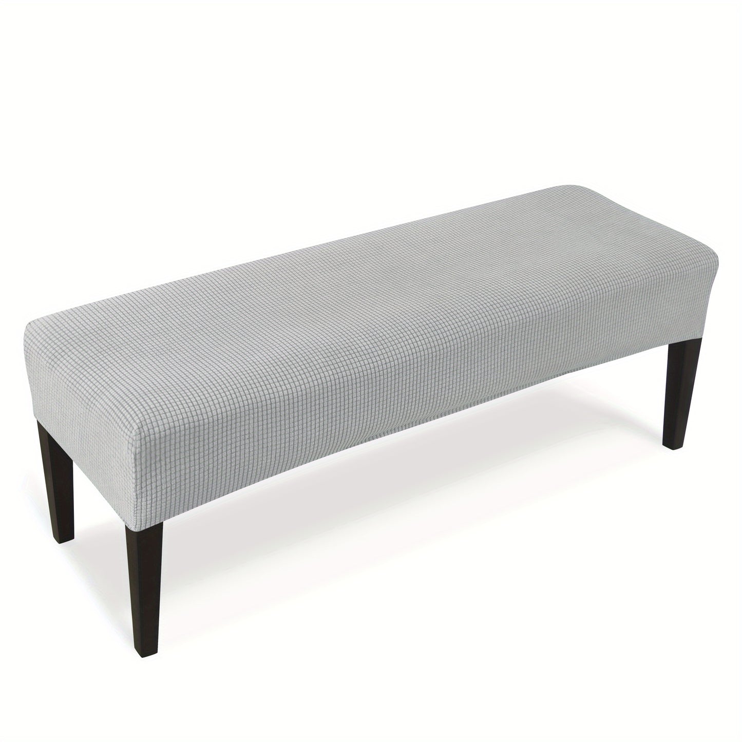 Stretchable teal corn velvet bench cover with elastic band for easy one-minute installation. Modern style and machine washable for home decor.