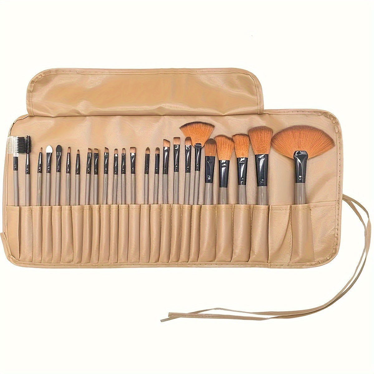 24-piece makeup brush set with oval brushes made of polyester bristles and ABS handles, suitable for normal skin. Versatile tools for applying foundation, eyeshadow, and contouring, perfect