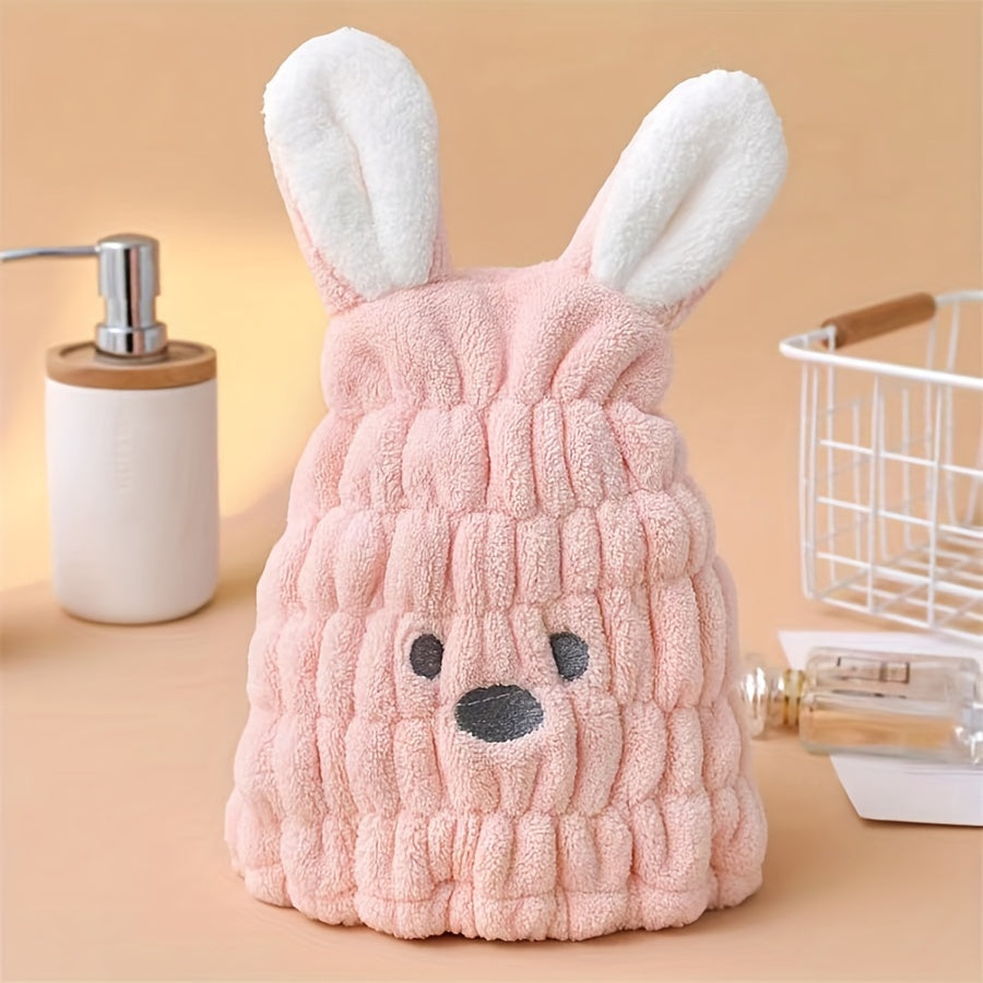 Kids' hair towel wrap - rabbit design, fast-drying & absorbent, ideal for bath time.