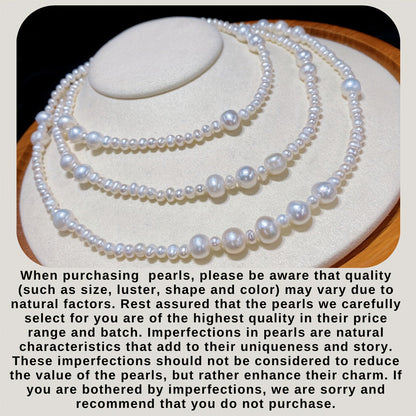 Classy Freshwater Pearl Long Necklace for Women - Classic Minimalist Sweater Chain Design, Stylish All-Season Fashion Accessory, Perfect Thanksgiving Gift with Free Gift Box (Authentic Pearl Imperfections)