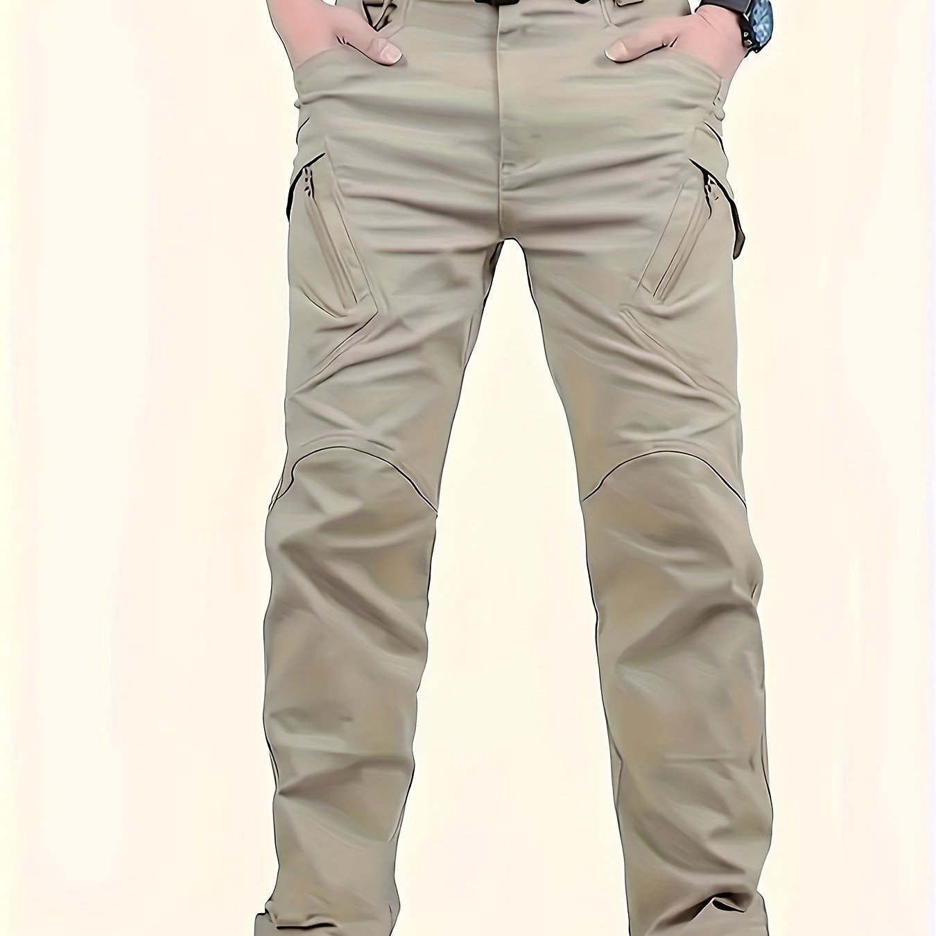 Men's waterproof cargo pants for outdoor activities.