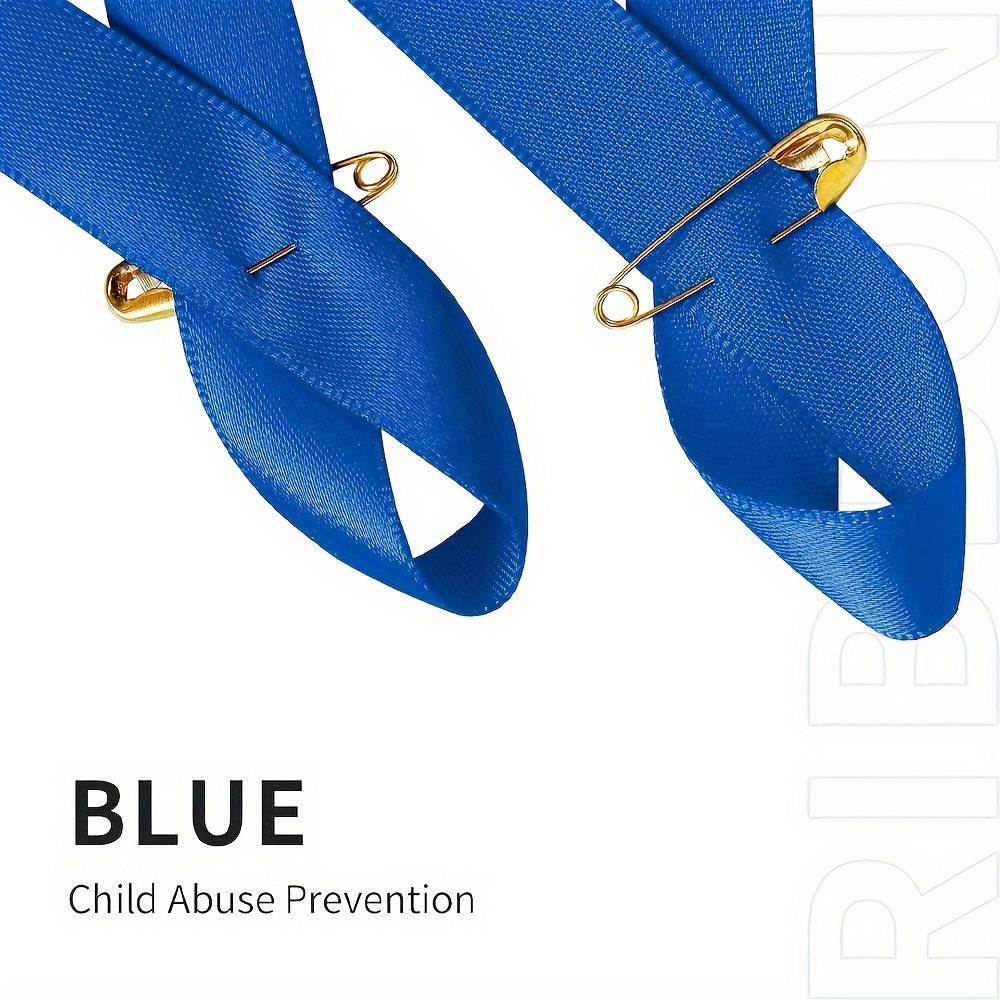 Blue Awareness Ribbon Pins in Minimalist Style - Set of 100, Made of Sturdy Material, Ideal for Charity Events and Social Causes to Show Support and Care