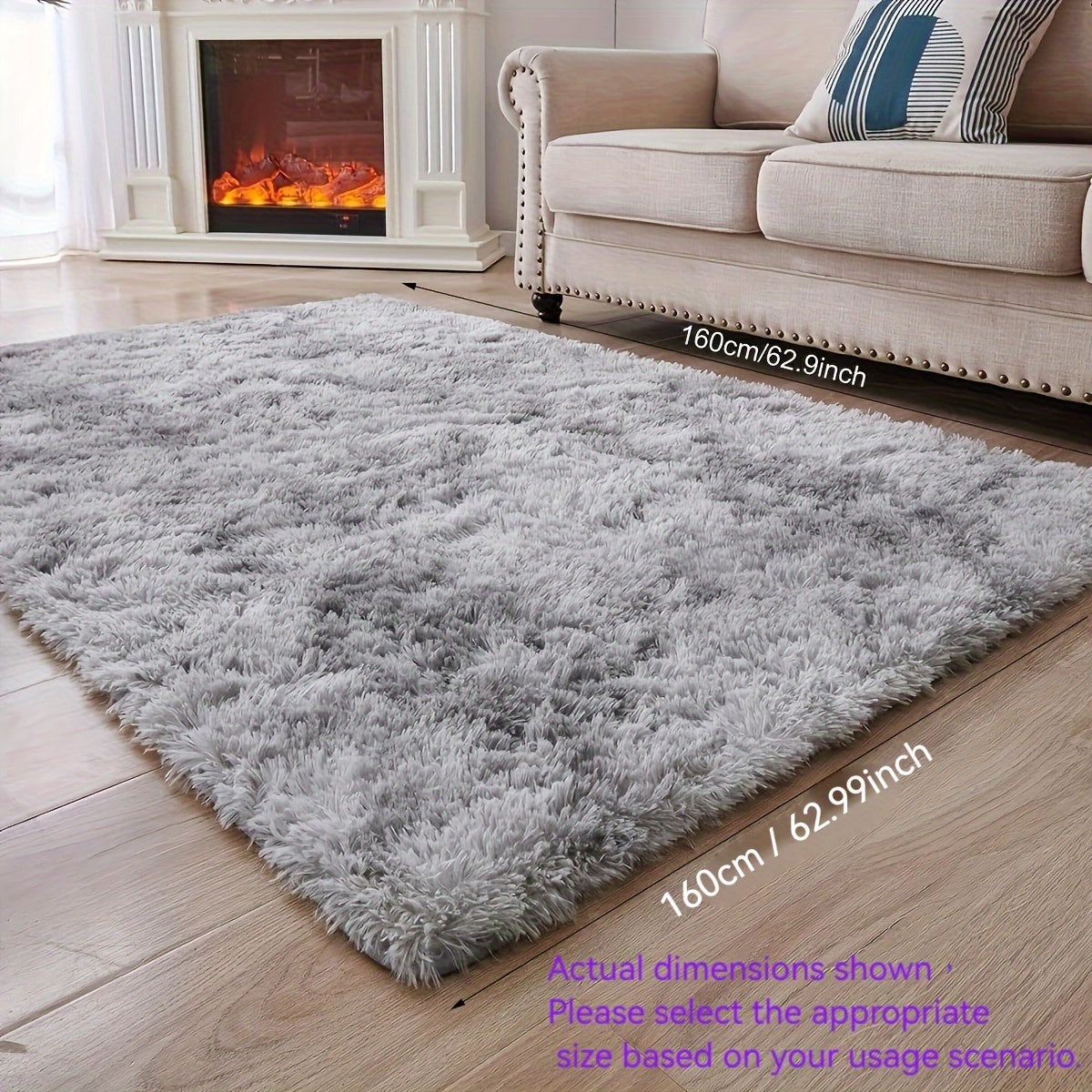 Indulgent Plush Shaggy Area Rug made of Soft Polyester Fiber, Easy to Clean and Stain Resistant, Washable, Perfect for Living Room and Bedroom, Thoughtful Home Decor Gift for Loved Ones.