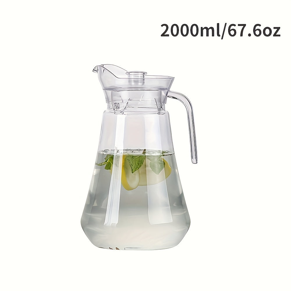 Heavy duty acrylic water pitcher with lid, available in 32oz, 50oz, and 67oz sizes. Ideal for cold beverages in summer, perfect for serving juice, milk, and hot or cold drinks at home, restaurants, or hotels.