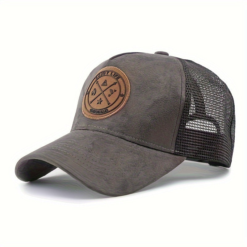 Men's adjustable baseball cap in lightweight polyester with two-tone mesh design and logo. Available in multiple colors.