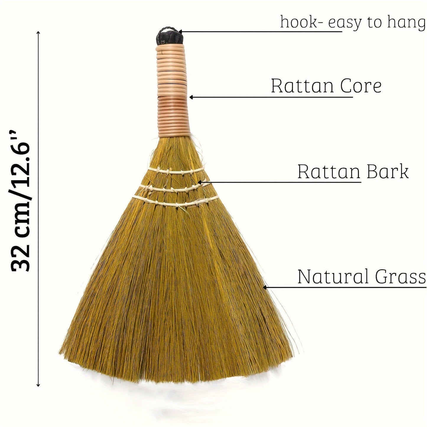 Vietnamese Soft Broom with Plastic Handle - Ideal for Sweeping Indoors and Outdoors - Unflagged Bristles for Effective Cleaning - Suitable for Living Room, Bedroom, Patio, and More - Can be Used with Dustpan