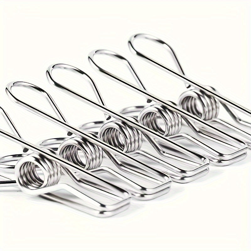 20-piece stainless steel clothes pegs for various purposes in the laundry, kitchen, office, and outdoor activities.