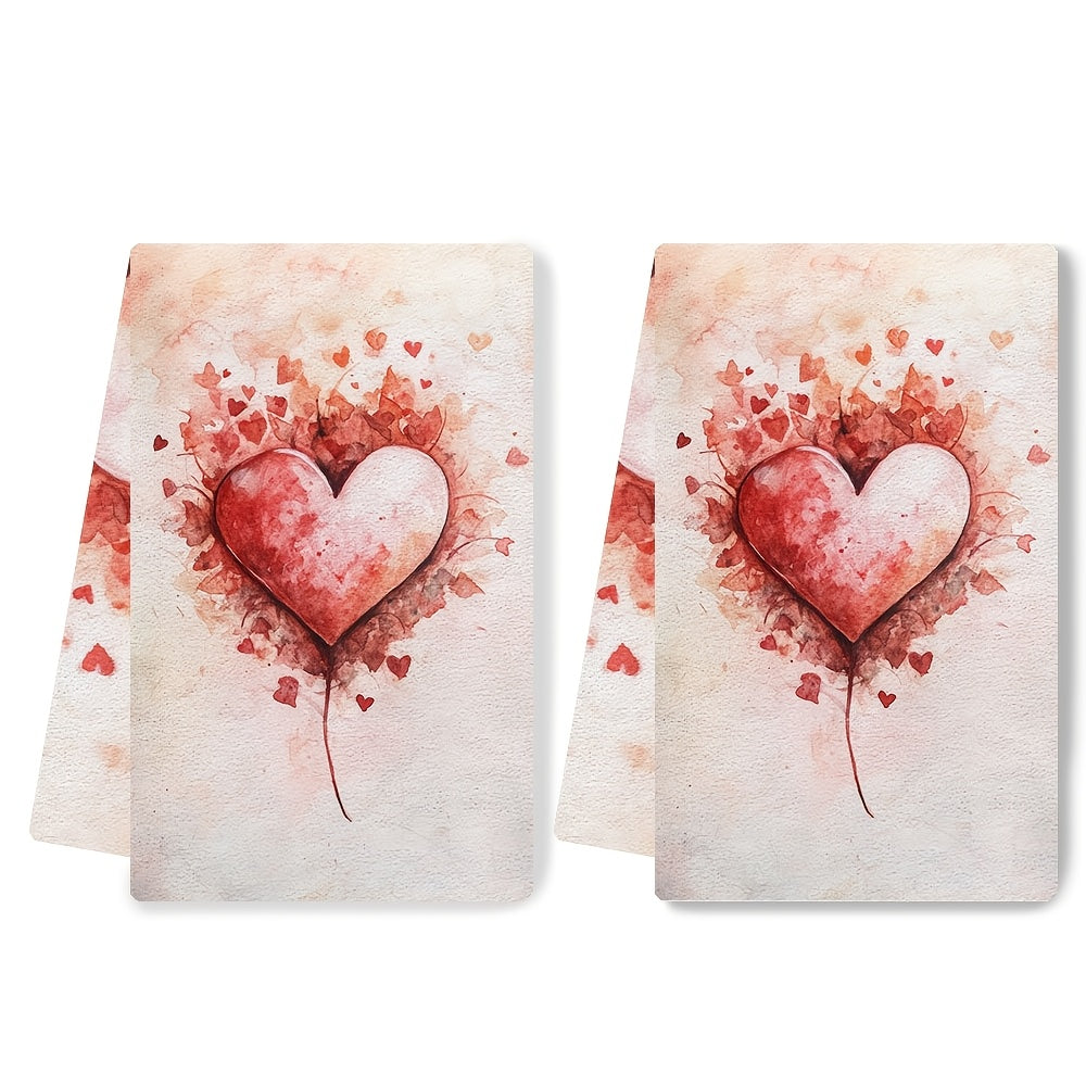 2 pieces of Valentine's Day reminder kitchen towels, made of ultra soft and highly absorbent material. Perfect for holiday decor, these dish hand towels are machine washable and measure 16x24 inches. Product code: 2KYSYS1217612.