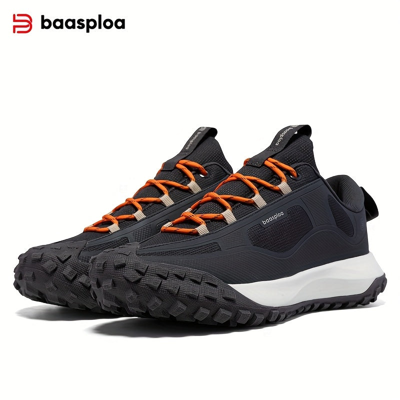 BAASPLOA Men's Trail Running Shoes - All-Season, Breathable Mesh, Non-Slip Tire Sole for Outdoor & Casual Wear