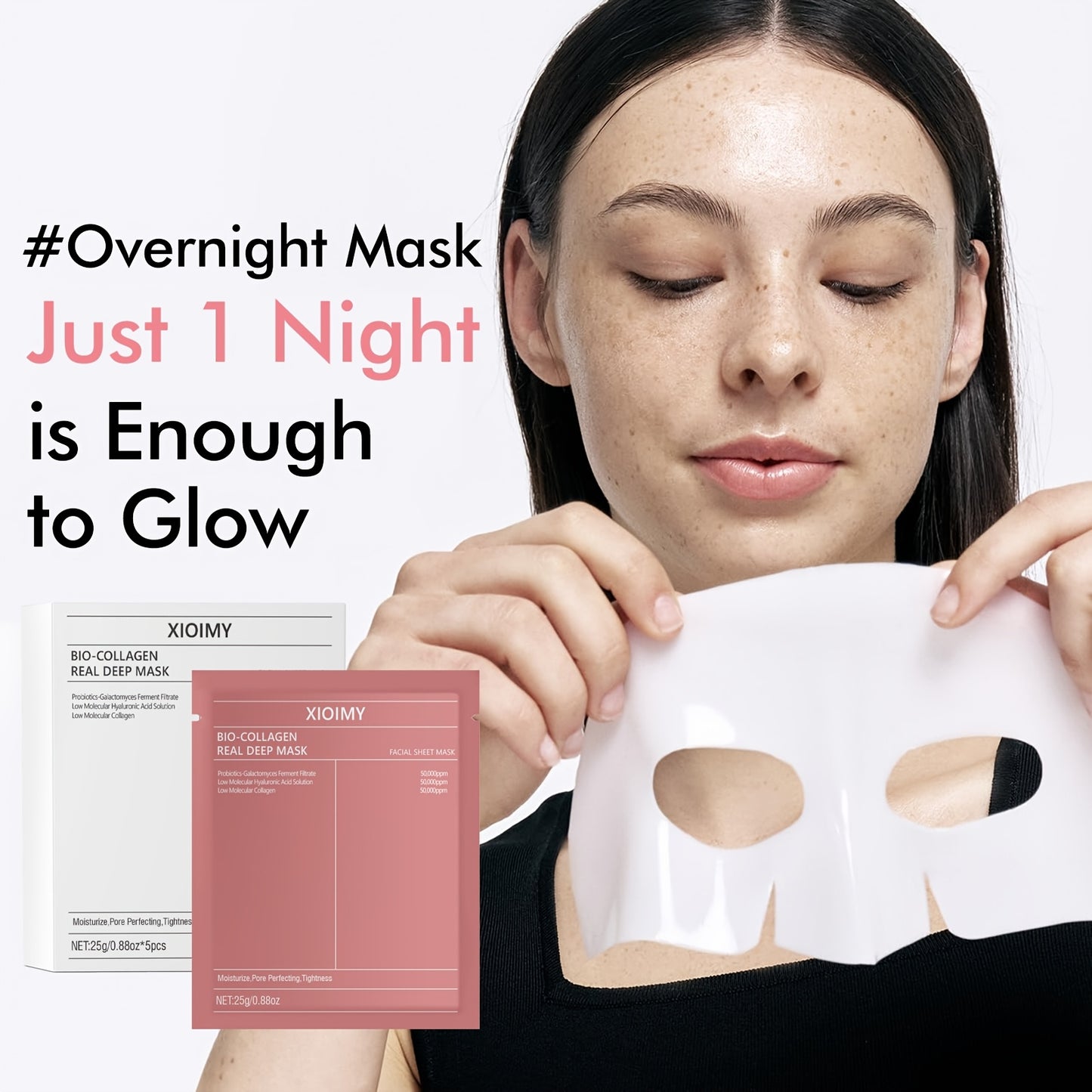 10pcs of Bio-Collagen Moisturizing Masks deeply hydrate and brighten skin, combating dryness and sagging. Rich in Bio-Collagen for optimal facial care.