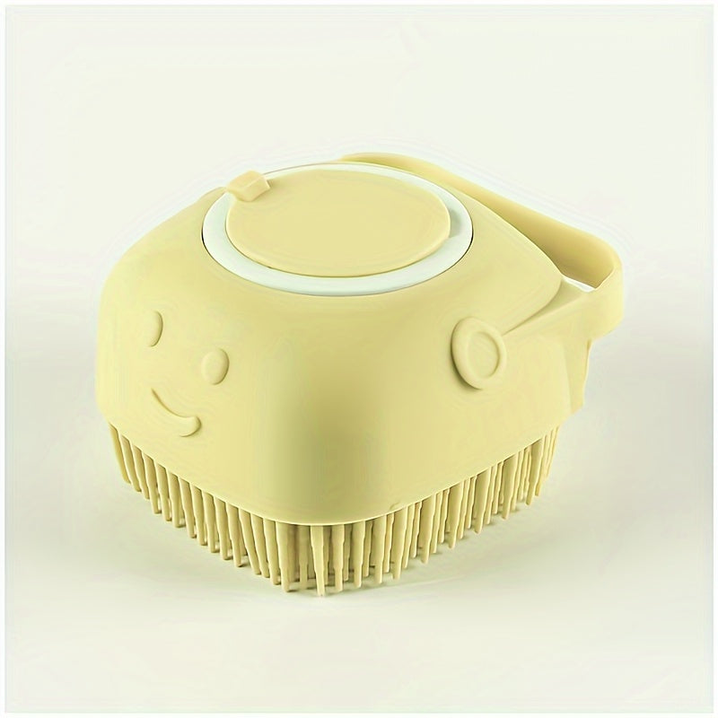 Silicone pet shampoo brush with storage for grooming dogs and cats