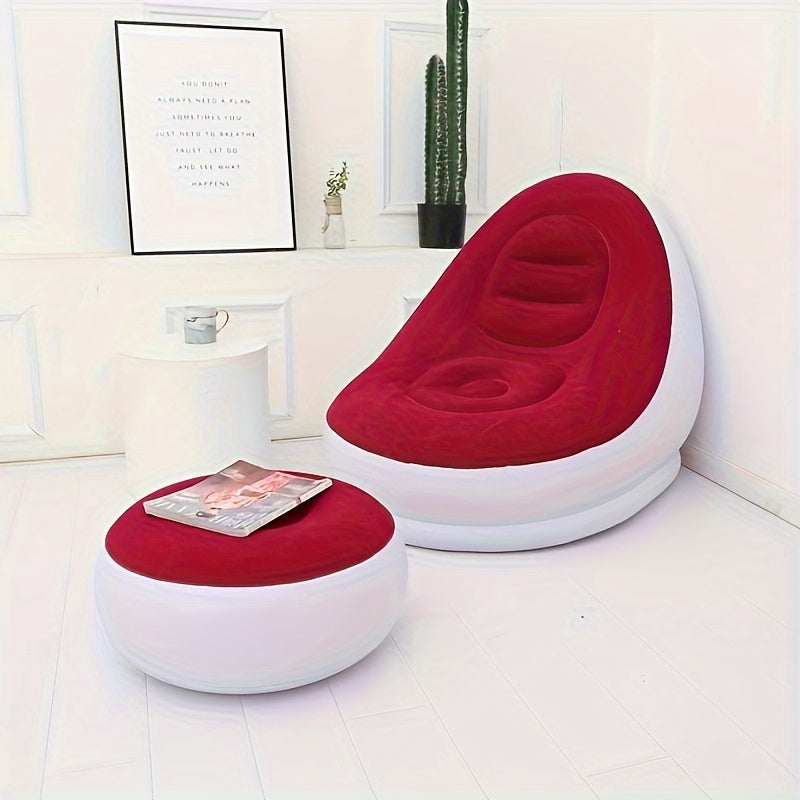 Portable and Inflatable Lounge Chair that Folds easily, featuring a Flocked Sofa design perfect for napping or lounging outdoors. Ideal for leisure activities.