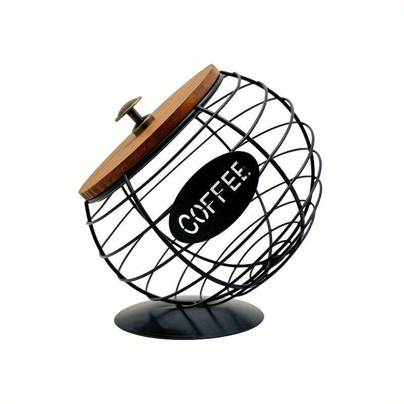 Iron coffee capsule holder with a slanted design for displaying in homes, bars, and cafes - one-of-a-kind pod basket.