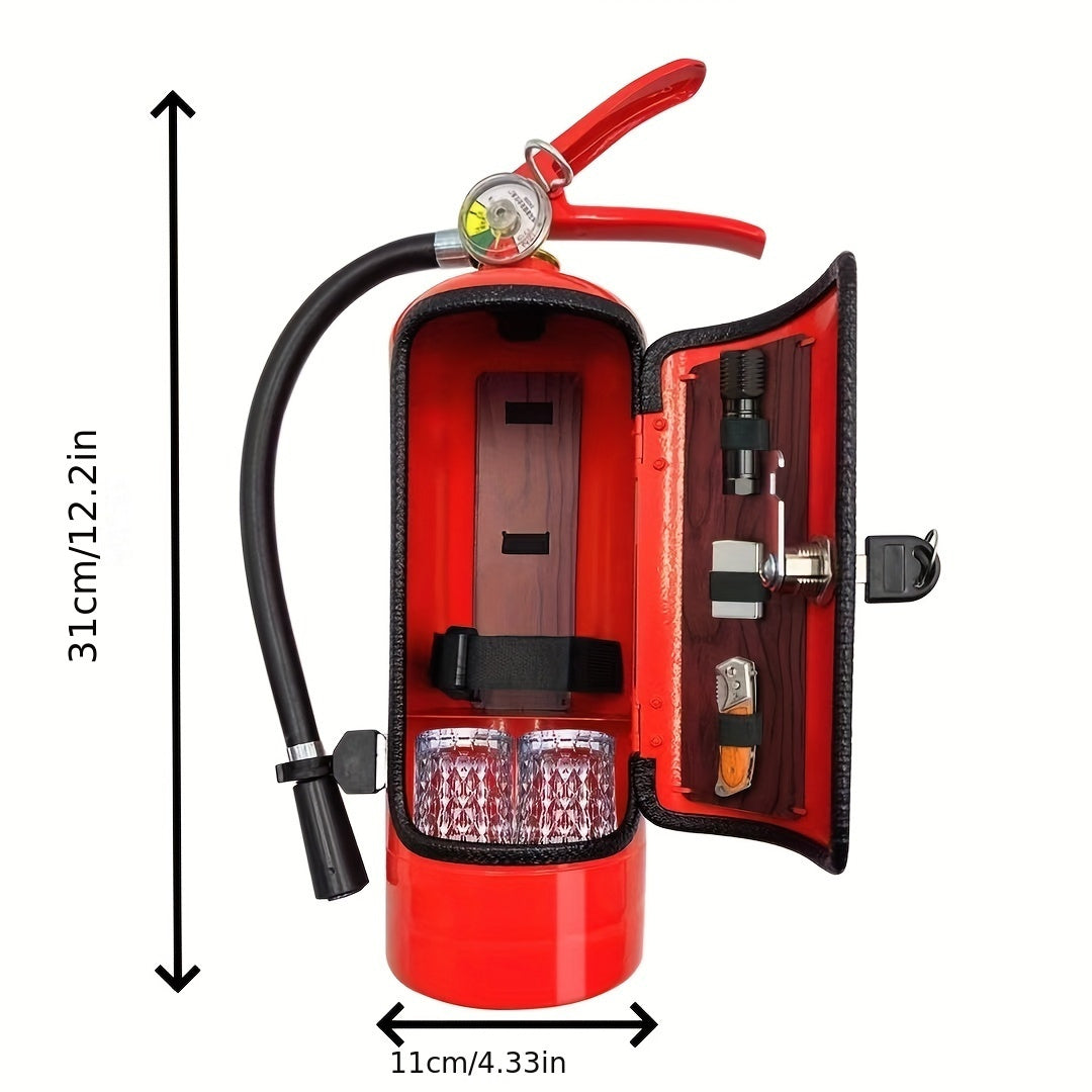 Unique Red Mini Bar in the Shape of a Fire Extinguisher - Artisan Metal Wine Cabinet for Whiskey Lovers, Ideal Present for the Holidays