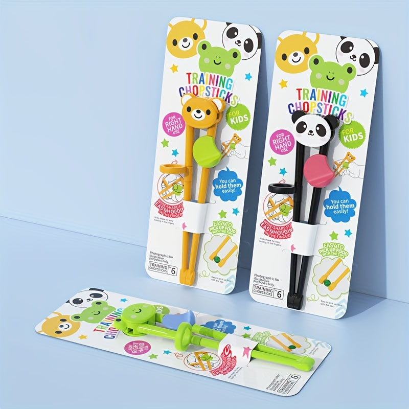 Training chopsticks for beginners, ideal for apartments, college dorms, and back-to-school. Featuring a cartoon and kawaii design.