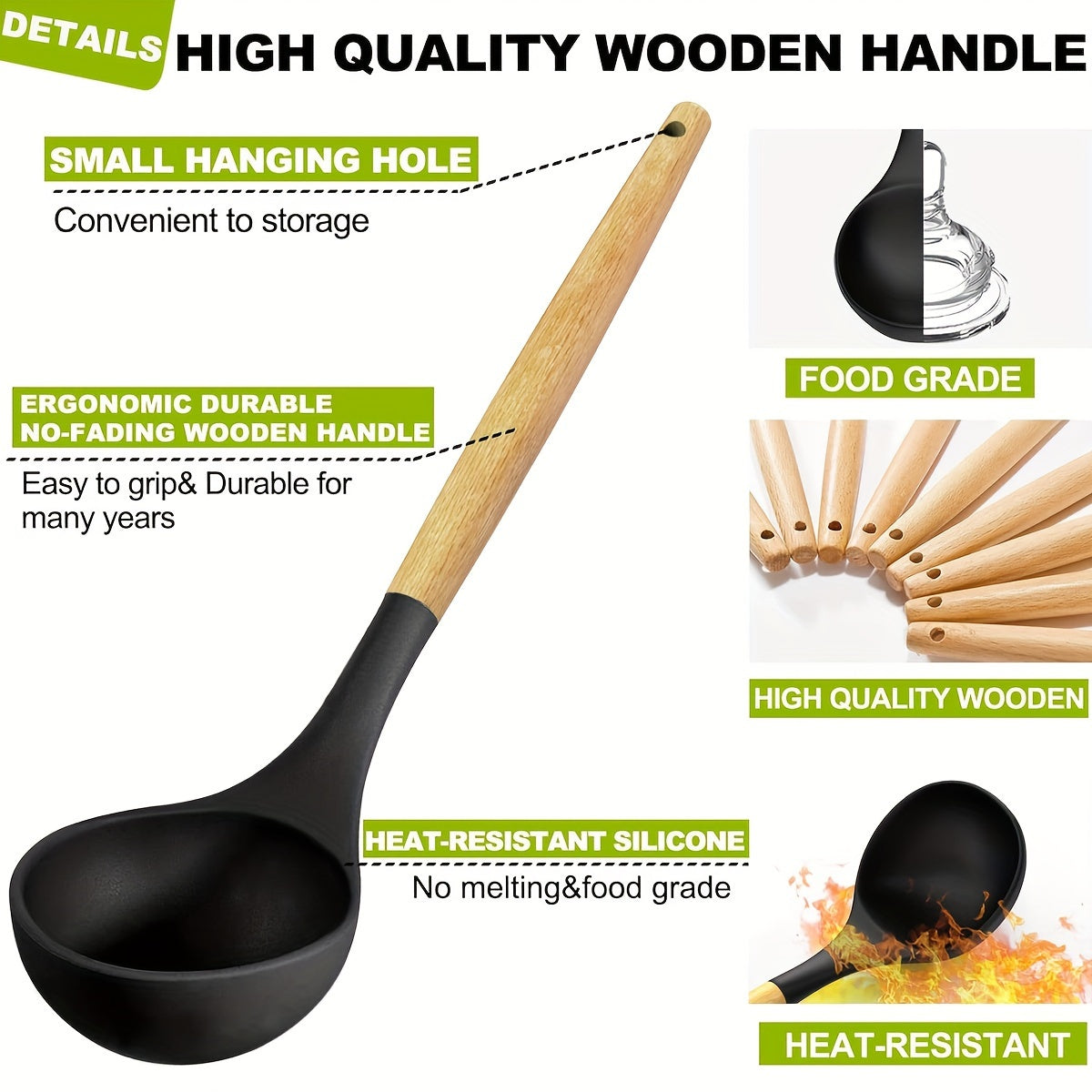 36-piece Silicone Kitchen Utensil Set featuring Wooden Handles, Heat-Resistant Non-Stick Cooking and Baking Tools for Home Kitchen