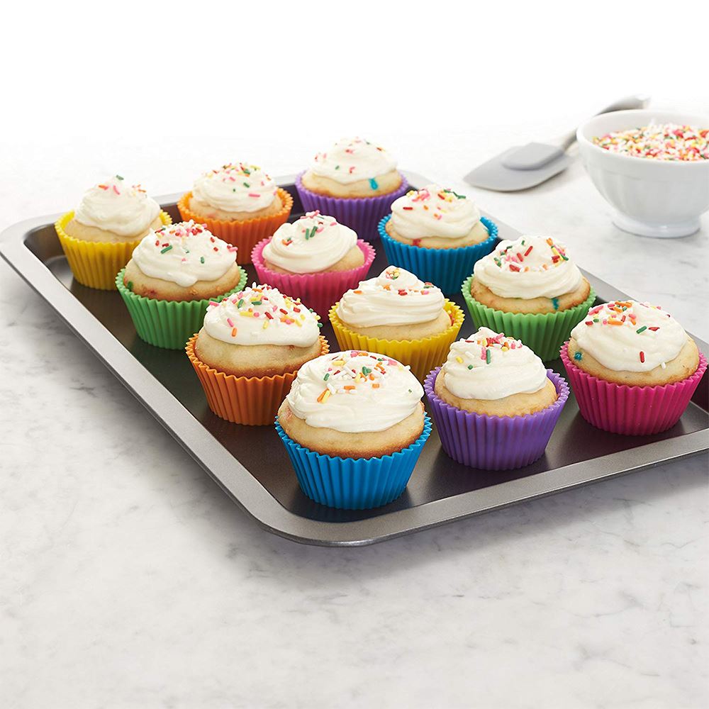 Reusable Silicone Cupcake Pans - Set of 12, Ideal for Baking Muffins, Cakes, and More!