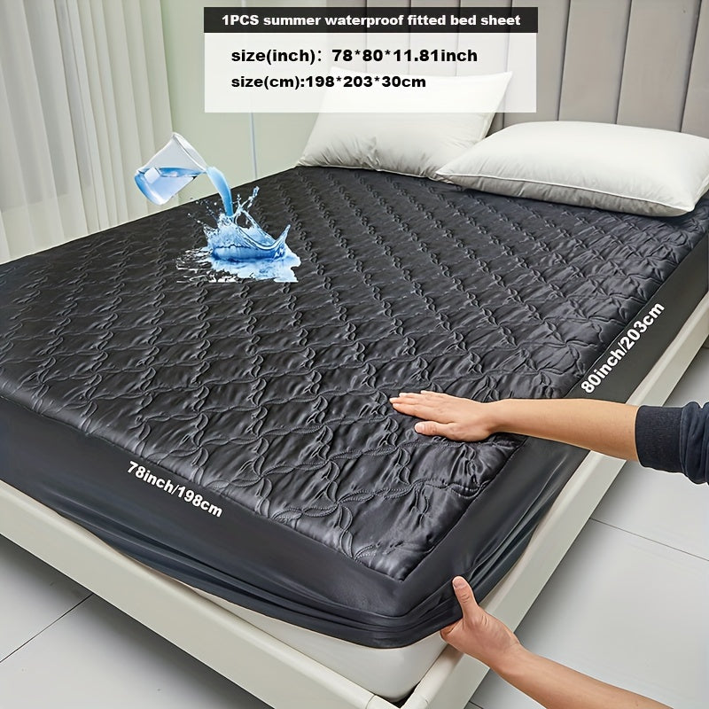 Protect your mattress with the 1pc Keduoduo Summer Waterproof Fitted Sheet. Made from thickened TPU satin, this sheet is cool and comfortable during the hot summer months. The machine washable, durable polyester fabric is 100% waterproof and features an