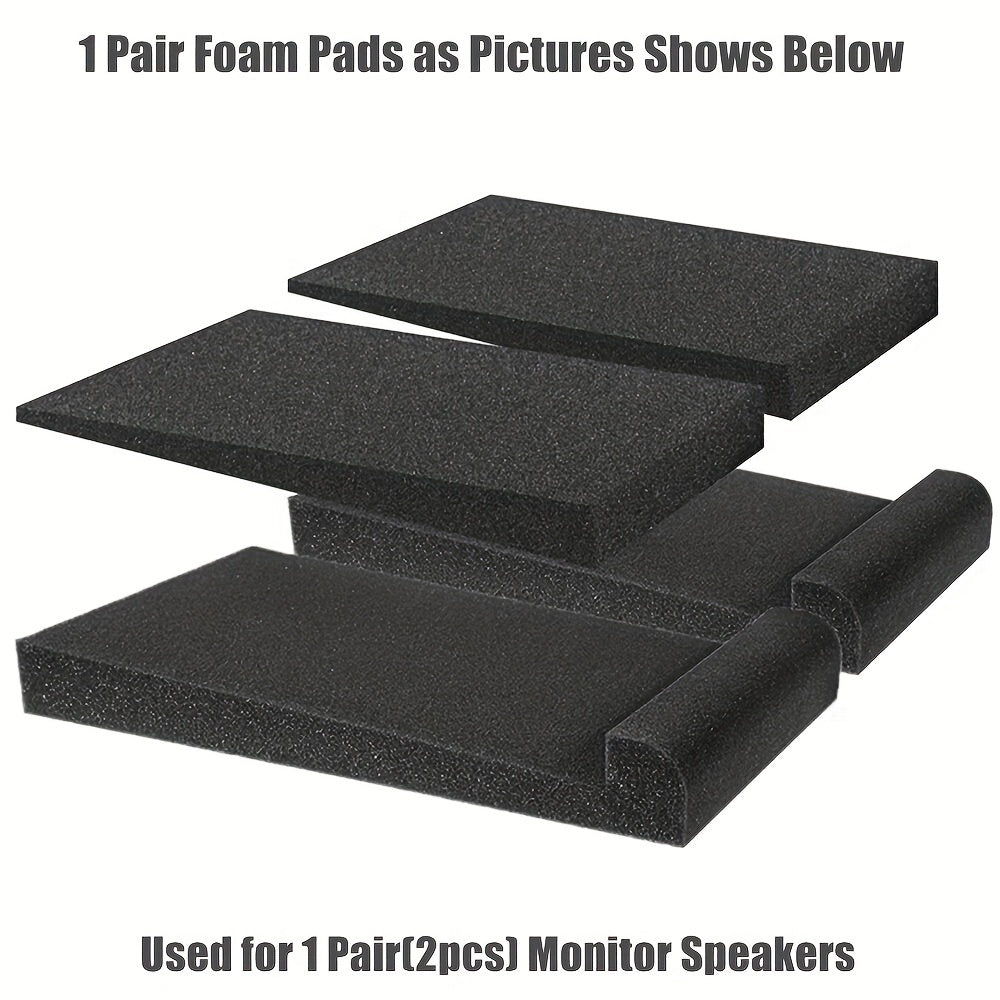 1 Pair High-Density Acoustic Foam Speaker Isolation Pads, Black, 29.46cm x 19.51cm x 3.99cm, for Studio Monitor Stand Sound Improvement