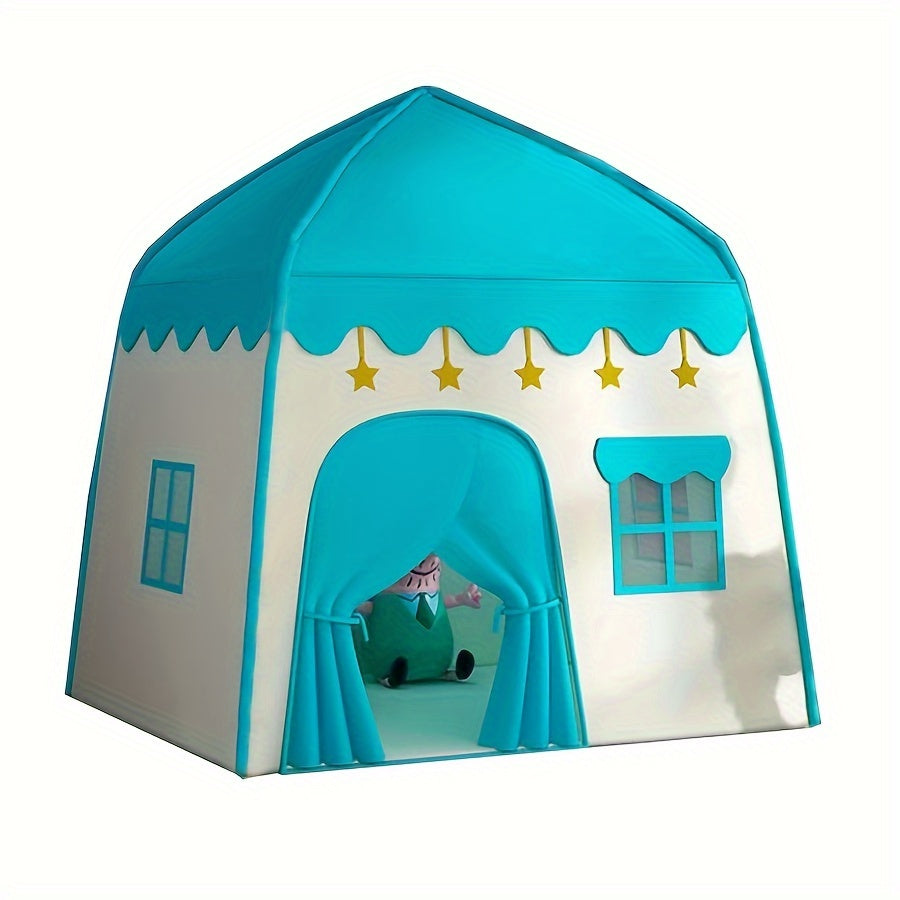 Spacious Large Blue Star Princess Tent for Kids - Ideal Gift for Birthdays or Holidays, Durable Polyester Material, Easy to Clean, Perfect for Creative Play or Outdoor Parties.