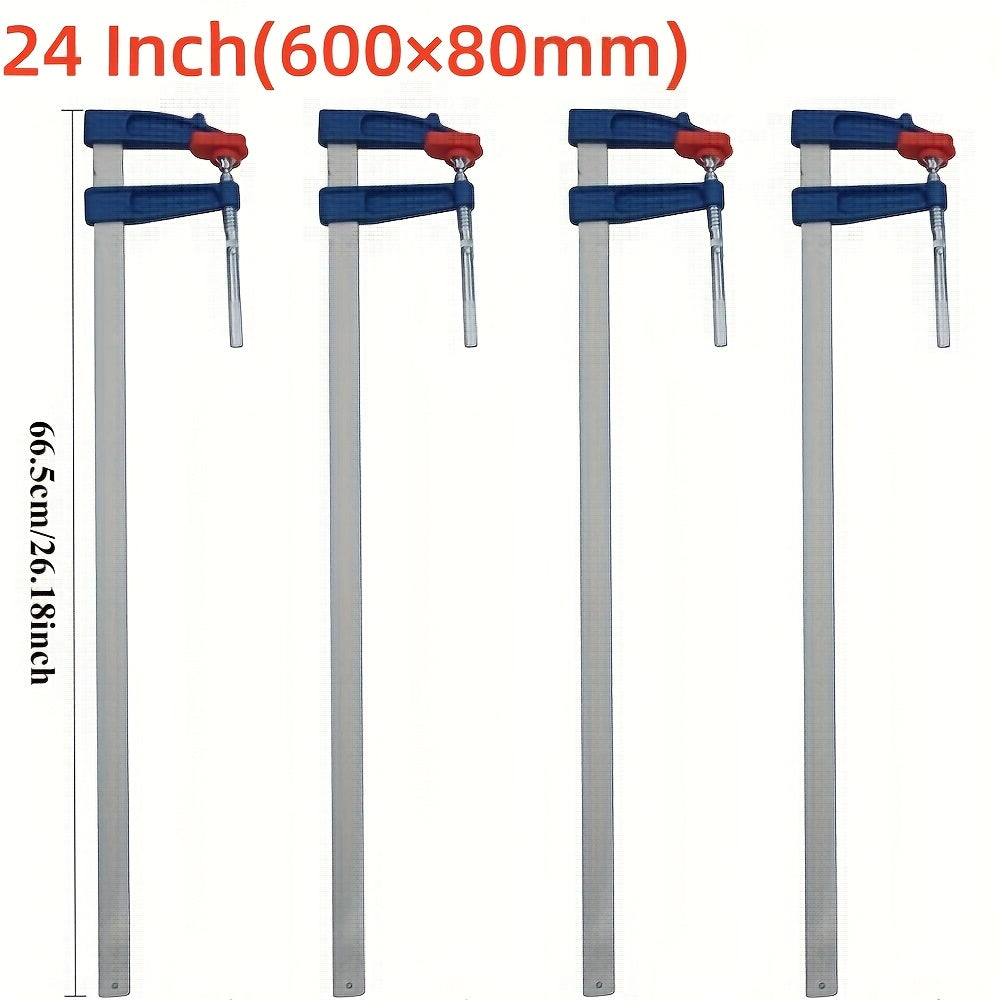 Set of 4 Brick Profile F Clamping Rods Quick Slide Wood Clamp in 6", 12", and 24" sizes.